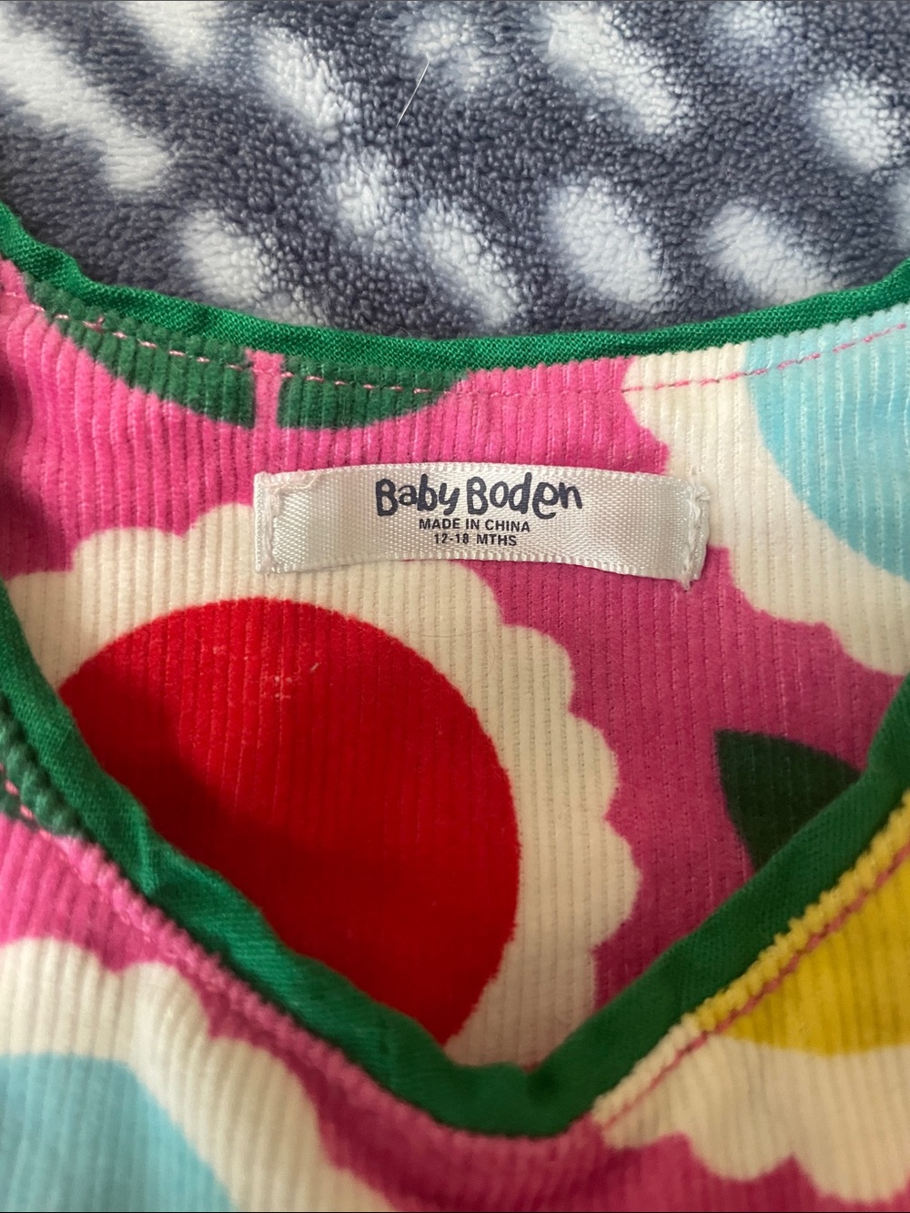 Baby Boden Pink Floral Circle Dress with Green Trim - Picture 2 of 4